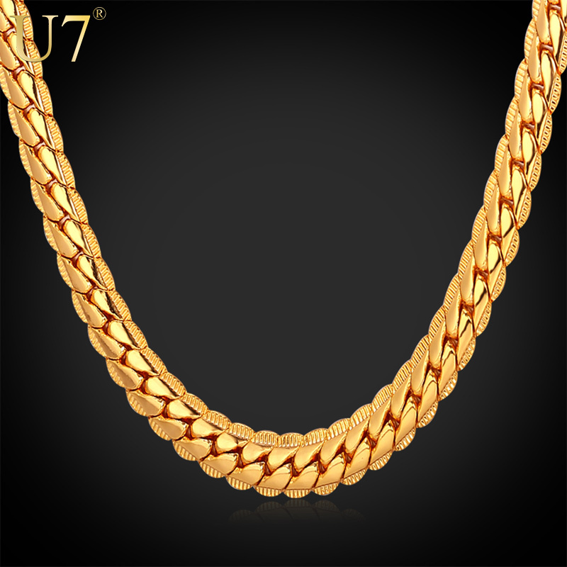 18K Real Gold Plated Necklace With 18K Stamp Men Jewelry Wholesale New Trendy 3 Colors 6