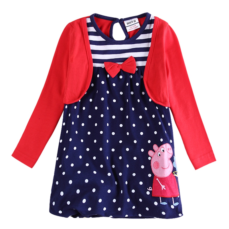girls dress with bow children clothing o-neck princess dress for girls autumn winter dresses embroidery girls clothes H4351