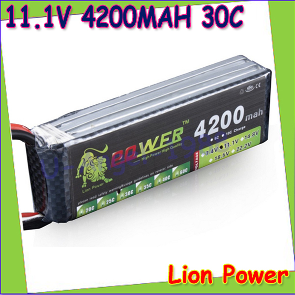 1pcs 100% original Lion Power Lipo Battery 11.1V 4200Mah 30C MAX 40C T Plug fr DJI F450 F550 RC Car Wholesale Freeship