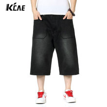 2016 Brand Summer Mens Hip Hop Baggy Pants Denim Jeans Shorts For Mens Skateboard Shorts Plus Size 30-46