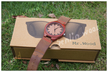 Recién llegado de japón Miyota 2035 movimiento de pulsera de cuero genuino de bambú de madera relojes para hombres y mujeres WT14