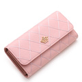 Designer Luxury Long Purse Classic Diamond Lattice And Crown Ornament Multi functional Wallet Women Fashion Plaid