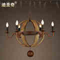 American vintage mixed wooden and iron pendant light barley whisky beerbarrel lamp 6pcs lamps