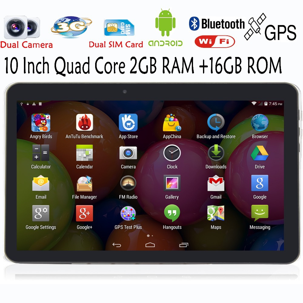 10 Inch Quad Core Dual Camera 2GB 16GB Tablets Pc FM BT GPS 2G 3G Phone