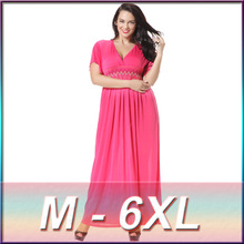 A summer ice silk short sleeve dress new Bohemian v-neck plus size Holiday Beach dresses