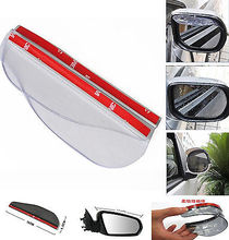 2 Pcs Transparent Universal Car Flexible Plastic Rear Mirror Rain Board Eyebrow