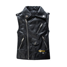 Spring and Autumn Children Outerwear WaistCoat Kids Clothes Baby Boy Girls Leather Vest Kids Zipper Gilet