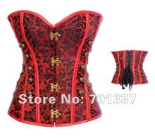 Sexy Lingerie Red Thick PVC Faux Leather Steel Bones Basque Corset Club Wear H2837 S-2XL