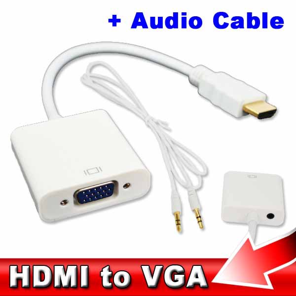 2015  3.5mm HDMI to VGA  + Audio Cable Adapter Converter Male To Female HDMI to VGA Video Converter adapter 1080P for XBOX 360