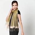 2016 New Fashion Silk Tassel Women Scarf Limit Good Female Gift Around With Gold Thread Design