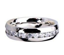 316L stainless steel rings titanium steel high polished silver ring inlaid within the arc of a