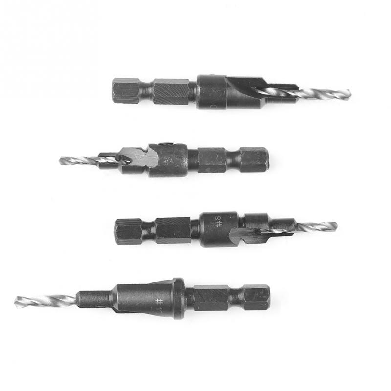 4pcs Hexagonal Shank Taper Hole Drill Bit Set Quick Change Hex Shank