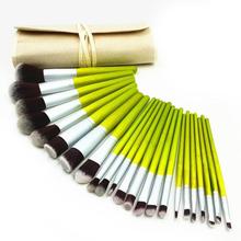 Newest 23pcs Green Bamboo Handle Makeup Brushes Set Duo Powder Blusher Cosmetic Brushes Eyeshadow Brush Tool+Beige Bag