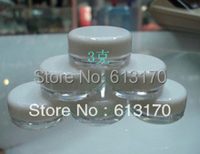 3g square cream jar cosmetic container plastic bottle sample jar free shipping