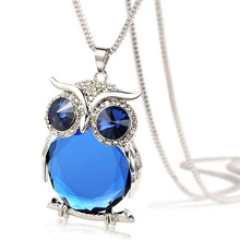 4 Colors New Owl Necklace Top Quality Rhinestone Crystal Pendant Necklaces Classic Animal Long Necklace Jewelry