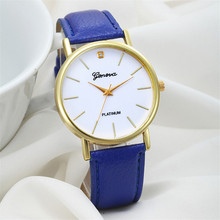 Factory price Women’s Fashion Design Dial Leather Band Analog Geneva Quartz Wrist Watch JUl17
