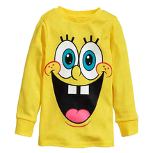 hot sale spongebob cute cartoon boys clothes children kids t-shirts summer clothing for girls long sleeve birthday boy t shirt