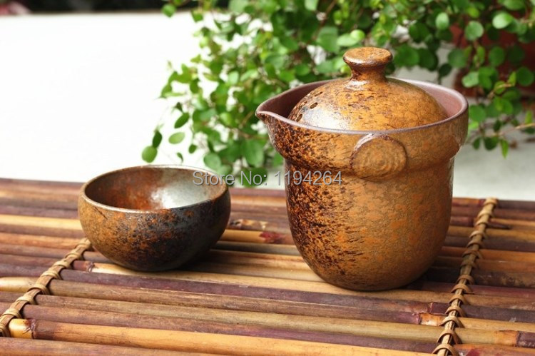 Yixing Zisha Clay Coarse Pottery Ware Gaiwan Teacup Gongfu Tea Set 135ml