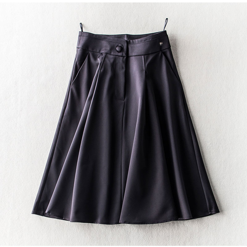 2016 Spring New Women's Fashion Europe Luxury Brand Runway Style Pleated Top Grade Black Skirt