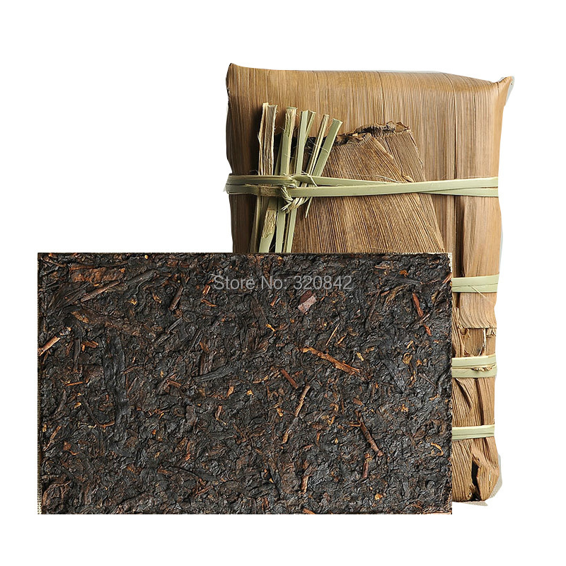 500g ripe puer tea puer ripe cooked Brown Mountain yellow piece bamboo shell packaging tea brick