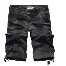 2016 Men Plaid Multi Pockets Summer Casual Loose Shorts Male Clothing Trousers Hknee Length Zipper Button Chequer