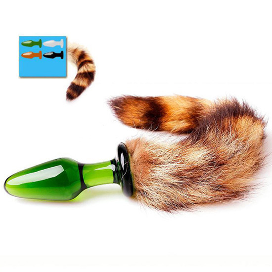 Cat Tail Glass Butt Anal Plug 4 Colors Gay Sex Toys Anal Sex Toy For
