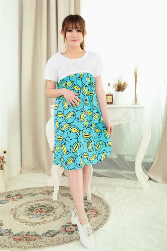 2015 new contract color maternity summer breastfeeding nursing dress nightwear clothes for pregnant woman pajamas for the sleep 1