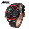 2016 Oulm Brand HP3594 2 Mens Watch Multiple Time Zone Wristwatches