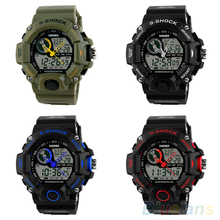 Mens Waterproof Digital LED Backlight Alarm Stopwatch Sports Rubber Wrist Watch 4KNU