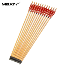 12x Handmade White Pine Wood Arrow Colorful Decoration 80cm Sheild Archery Red Turkeys Feather Iron Head