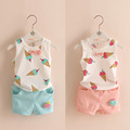 Hot sale 2016 Summer style Children clothing sets Baby boys girls ice cream t shirts shorts