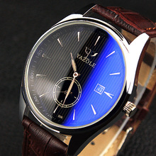Yazole Luminous Hands Quartz Watch Fashion Leather Men s Wristwatch Auto Calendar Business Casual Watch Water