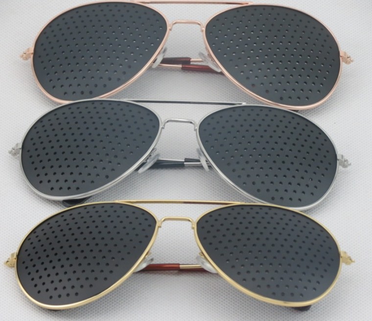NEW Unisex Vision Care Pin hole Eyeglasses Pinhole Glasses Eye Exercise Eyesight Improve metal