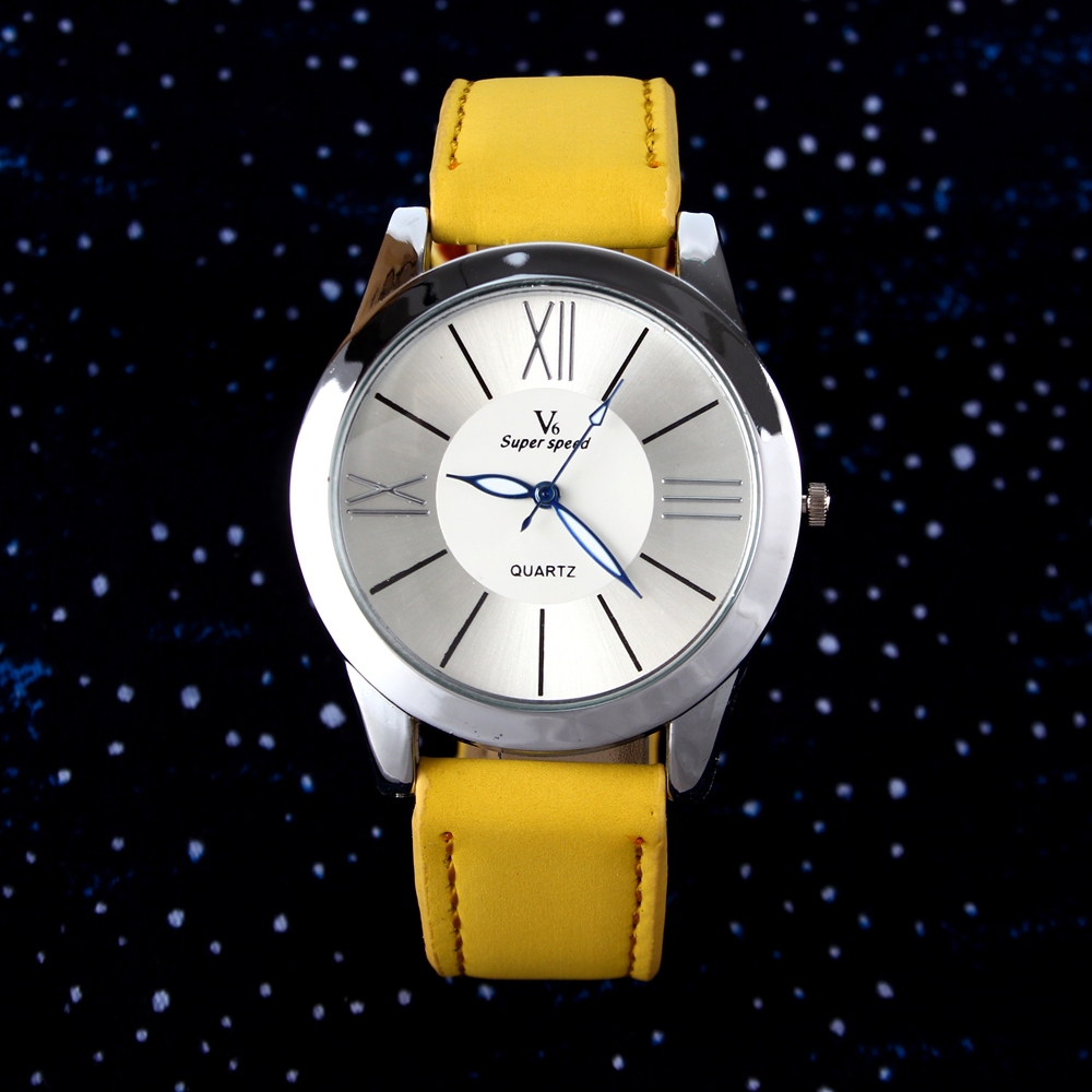 Free shipping 2015 Newest 4 Color Fashion Leather Band Clock Analog Quartz Watch Wrist Watch Women