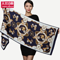 Vintage Luxury brand designer heavy silk satin floral scarf women winter Accessories sheer celebrity scarves infinity