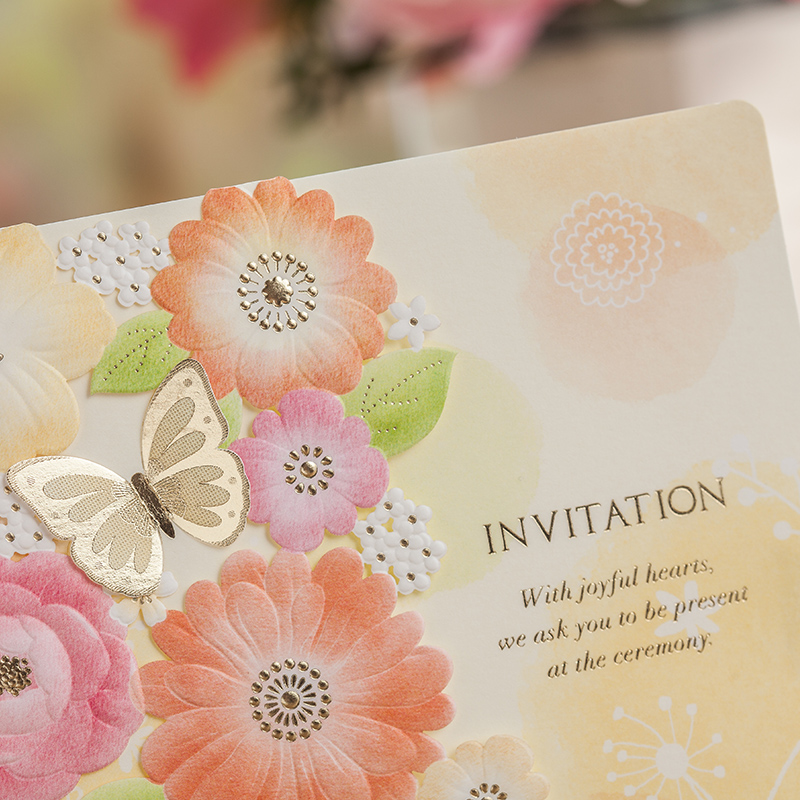 Butterfly gatefold wedding invitations