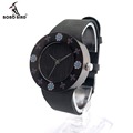 BOBOBIRD D25 Ebony Black Wood Women Dress Watch With Print Flowers For Ladies Watch With Anolog