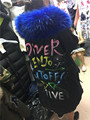 Woman Cotton Jackets Winter Fashion Personality Back Graffiti Thick Lamb Wool Large Fur Collar Denim Cotton