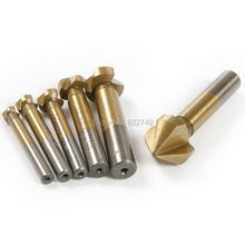 6Pcs High Carbon Steel Single Flute Titanium Coated Edge Chamfer Chamfering 90 Degree Wood Countersink Drill