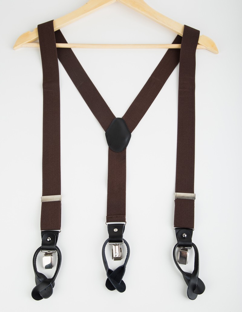 Wholesale New Bretelles Genuine Leather Dual Suspenders Ligas Male Men'S Button Suspenders