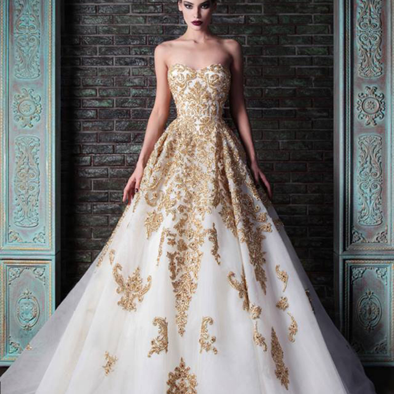 Embroidered wedding gown dress