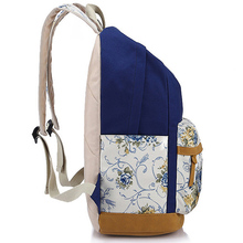 Brand Genuine Quality Floral Leather Canvas Bag Backpack School for Teenager Girl Laptop Bag Printing Backpack