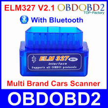 Top Selling Mini ELM327 OBD2 OBDII ELM 327 Bluetooth V2.1 Diagnostic Scanner Tool For Multi Brand Cars Android Symbian Windows