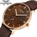 Top Brand luxury GUANQIN Fashion Business Quartz Watches Men Leather Waterproof Wristwatches Men Watch Relogios Masculino