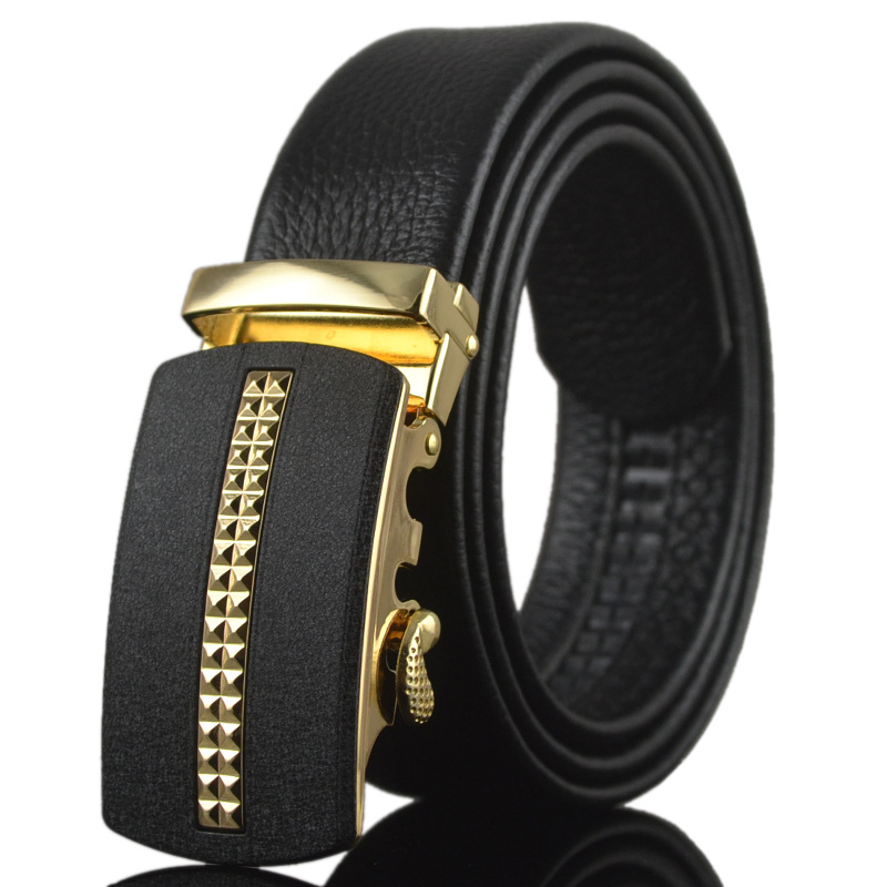 2016 men&#39;s cowhide leather belt classic gold buckle belts for men gifts-in Belts & Cummerbunds ...