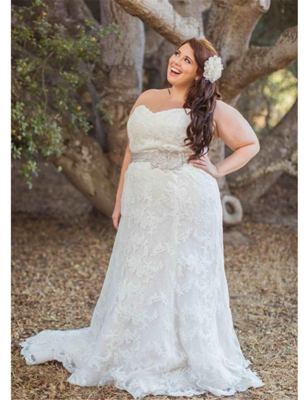 Ideas Size 22 Wedding Dresses aliexpress com buy new strapless lace whiteivory plus size wedding dress with sash bridal gown custom 18 20 22 24 26 from reliabl
