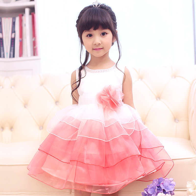 New girl princess dress short skirt fashion girls dress 2015 children's summer flower girl dresses on wedding party