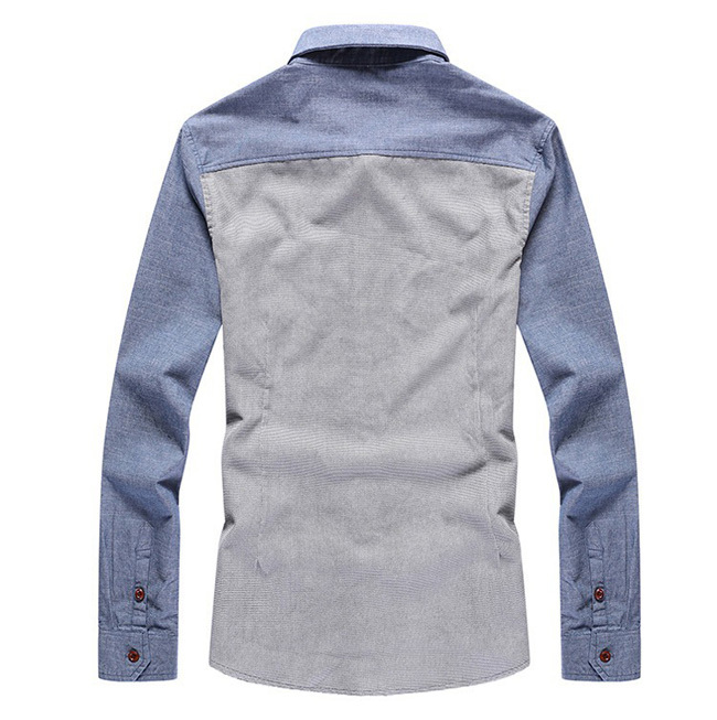 2015 Newest Men Casual Shirts Size M-2XL Classic Brand Korean Patchwork Men's Clothing Charm Man Denim Color Fashion Tee Shirts