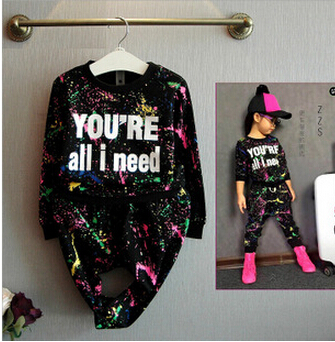 Гаджет  2015 Autumn Winter Children Clothes Sets Letters Leisure Baby Girl Suit Fashion Cotton For Kids Girls Tracksuit#V3 None Детские товары