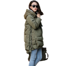 2016 New Winter Jacket Plus Size Solid Hooded Fashion Military Coat Long Down Jacket For Women Winter Coat Parka Casaco Parka